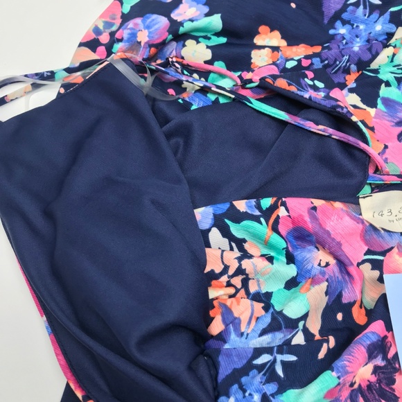 LAST ONE🌺Navy & Purple Floral Faux Wrap Maxi Dress - Picture 7 of 7